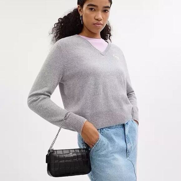 NWT Coach Nolita 19 CN382 Crocodile-embossed leather Silver/Black - Picture 6 of 8